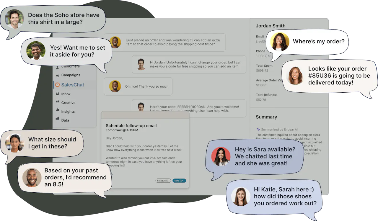 Illustrated graphic of Endear's live chat product, SalesChat
